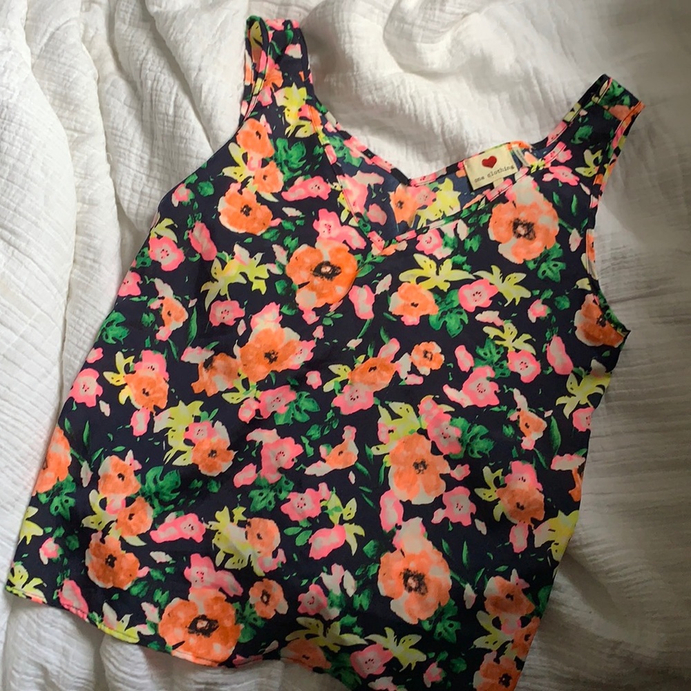 floral polyester tank top